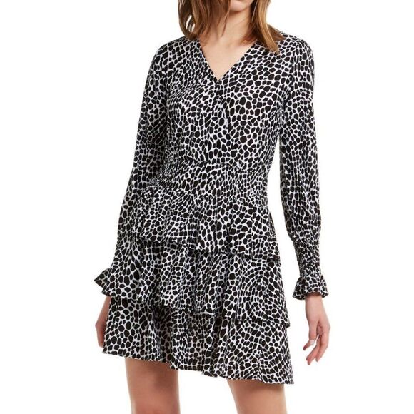 Michael Kors Long Sleeve V-neck Fit Flare Dress size Large - NEW - Picture 1 of 16